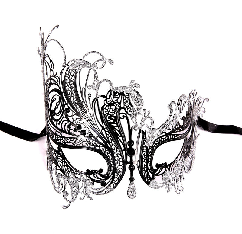 GLITTER Series Swan Metal Filigree Laser Cut Venetian Masquerade Mask - Luxury Mask - 7
