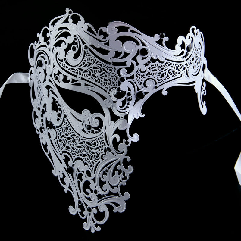 WHITE Series Signature Phantom Of The Opera Half Face Mask - Luxury Mask - 7