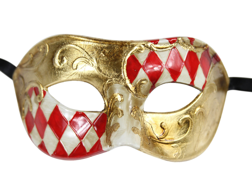 Half CHECKERED  Vintage Design Masquerade Mask - Luxury Mask - 6