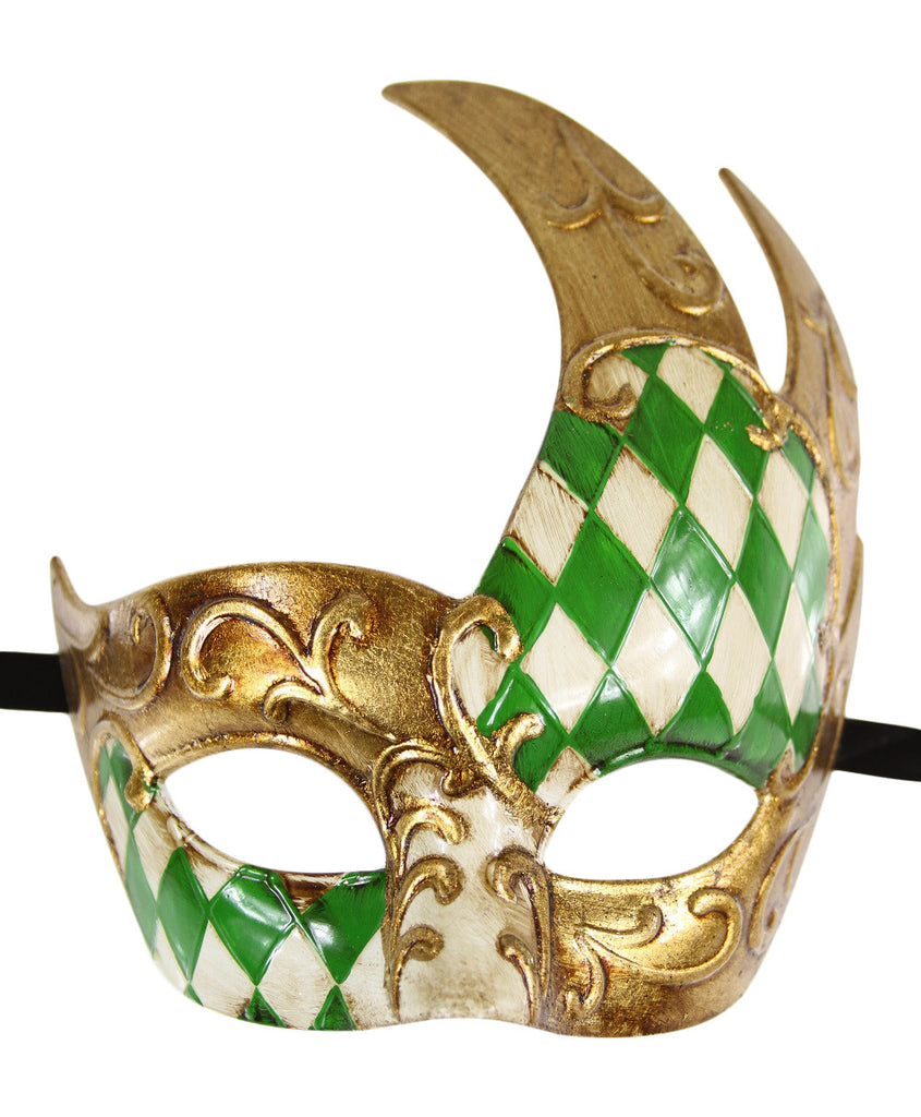 GOLD Series Men's Vintage Design Checkered Masquerade Mask - Luxury Mask - 5