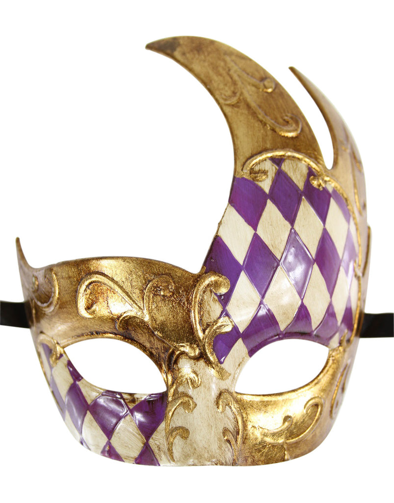 GOLD Series Men's Vintage Design Checkered Masquerade Mask - Luxury Mask - 3