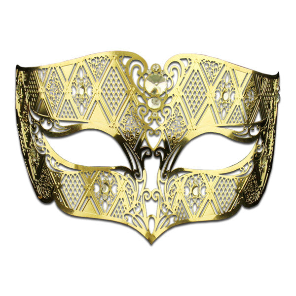 GOLD Series Diamond Design Laser Cut Venetian Masquerade Mask - Luxury Mask - 1
